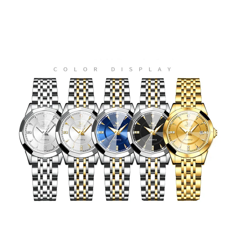 Women's Two Tone Stainless Steel Quartz Watch Luminous BandsCo Straps