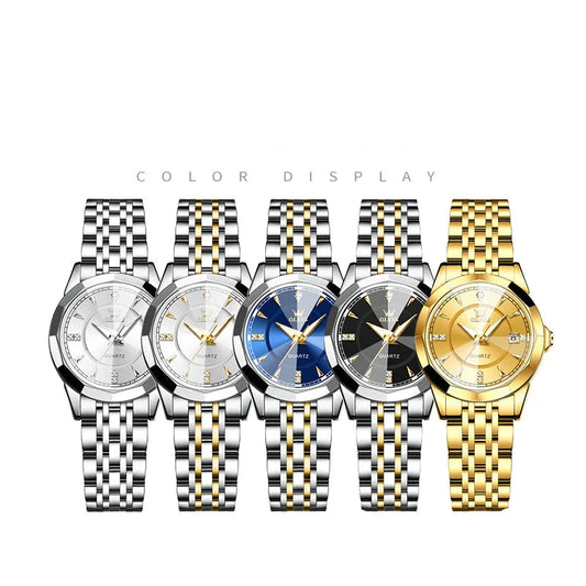 Women's Two Tone Stainless Steel Quartz Watch Luminous BandsCo Straps