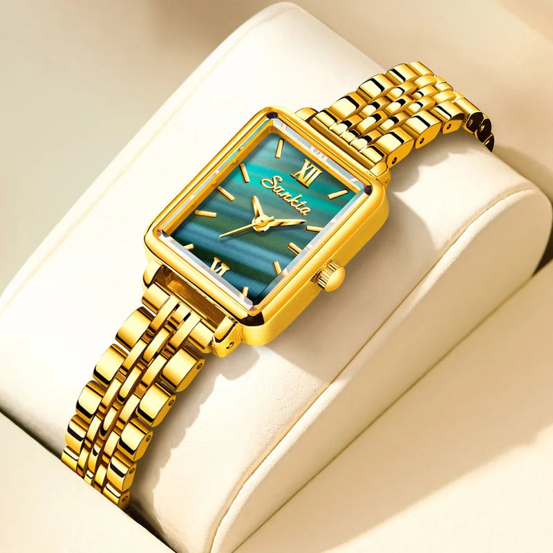 Women's Rose Gold Rectangular Stainless Steel Watch BandsCo Straps