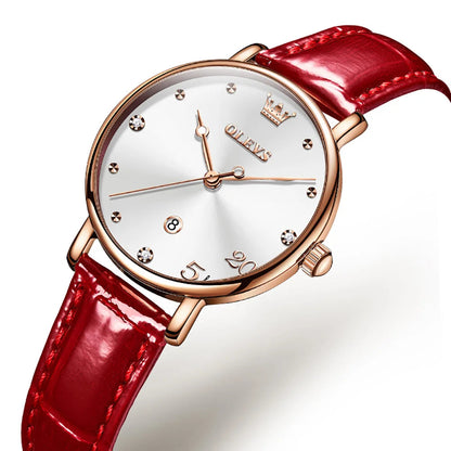 Women's Green Dial Slim Leather Strap Watch Gift BandsCo Straps