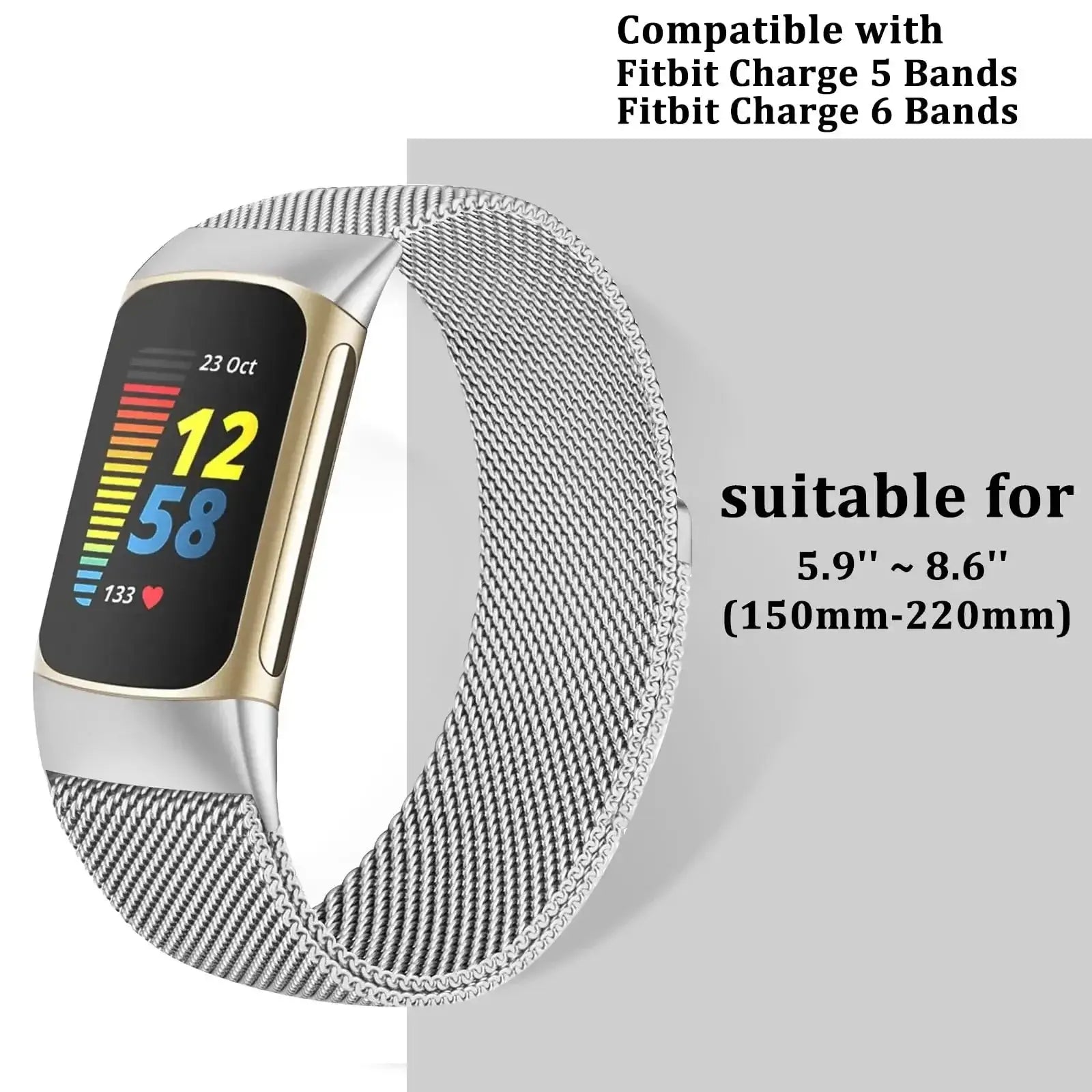 Fitbit Charge 5 6 Stainless Steel Magnetic Band - Stylish Durable BandsCo Straps