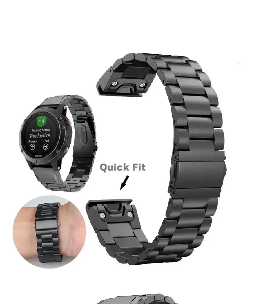 Garmin Stainless Steel QuickFit Strap - Sleek and Stylish BandsCo Straps