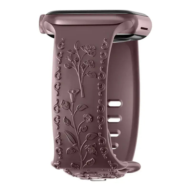 Apple Watch Silicone Band - Floral Engraved - Stylish Design BandsCo Straps