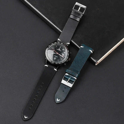 Amazfit Leather Watch Band Retro Oil Wax Calfskin For Smartwatch Replacement BandsCo Straps