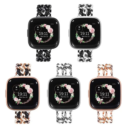 Fitbit Versa & Sense Leather Metal Band - Luxurious Design BandsCo Straps