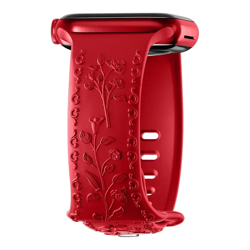 Apple Watch Silicone Band - Floral Engraved - Stylish Design BandsCo Straps