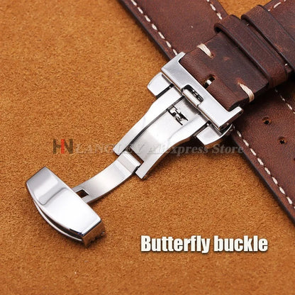 Polar Leather Watch Band For Smartwatch Genuine Calfskin Butterfly Clasp BandsCo Straps