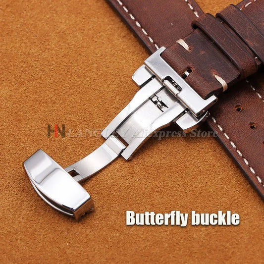 Polar Leather Watch Band For Smartwatch Genuine Calfskin Butterfly Clasp BandsCo Straps