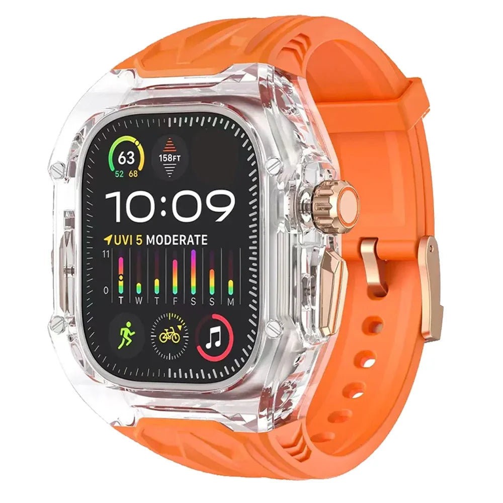 Transparent Armor Mod Kit for Apple Watch Ultra - Rugged Clear Case & TPU Sport Band Wristwatchstraps.co