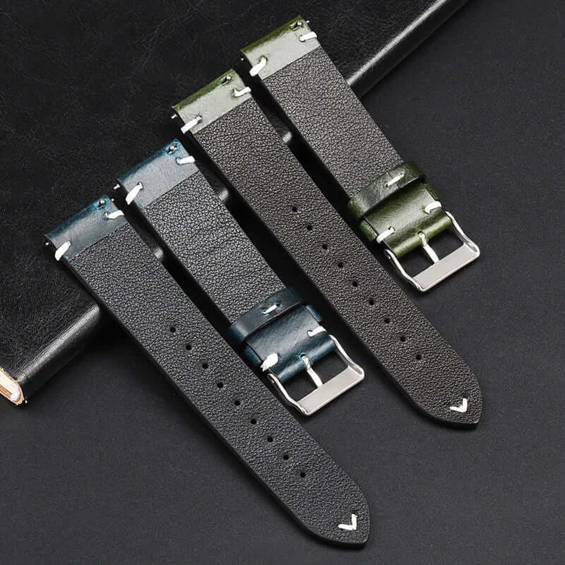 Amazfit Leather Watch Band Retro Oil Wax Calfskin For Smartwatch Replacement BandsCo Straps