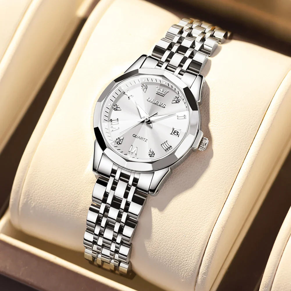 Women's Two Tone Stainless Steel Quartz Watch With Date BandsCo Straps