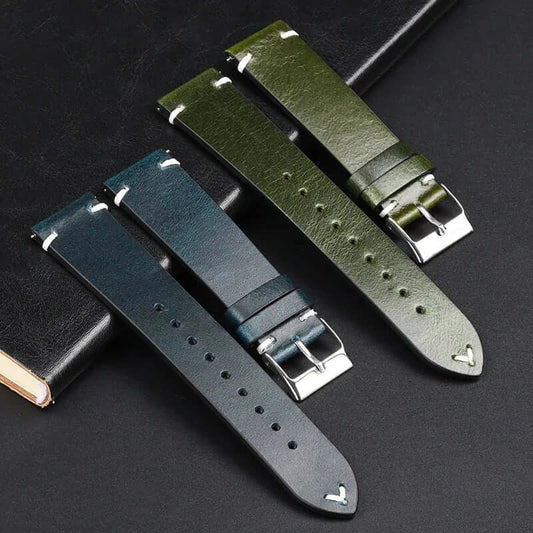 Amazfit Leather Watch Band Retro Oil Wax Calfskin For Smartwatch Replacement BandsCo Straps