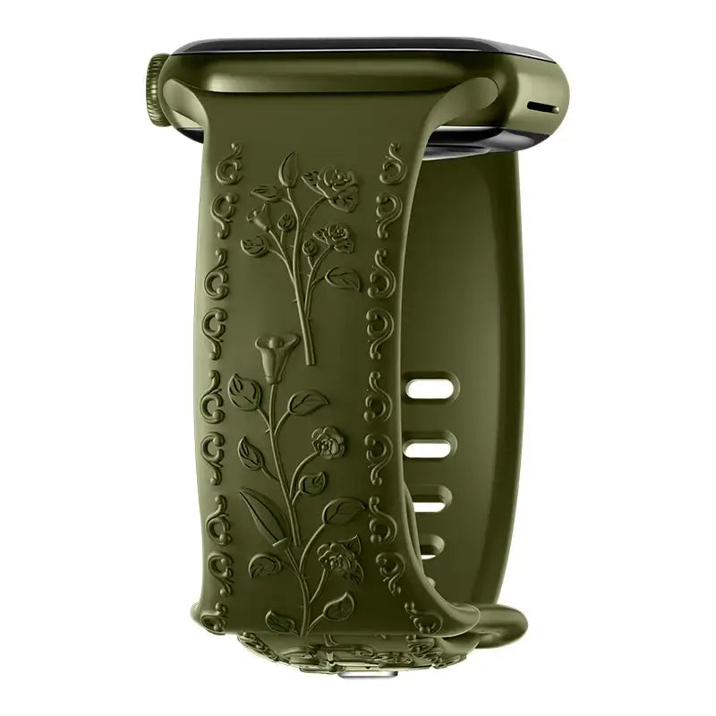 Apple Watch Silicone Band - Floral Engraved - Stylish Design BandsCo Straps