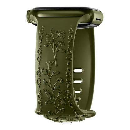 Apple Watch Silicone Band - Floral Engraved - Stylish Design BandsCo Straps