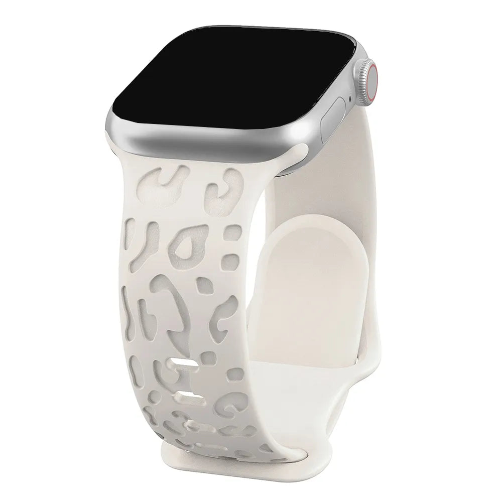 Embossed Cheetah Print Silicone Strap For Apple Watch - Wristwatchstraps.co