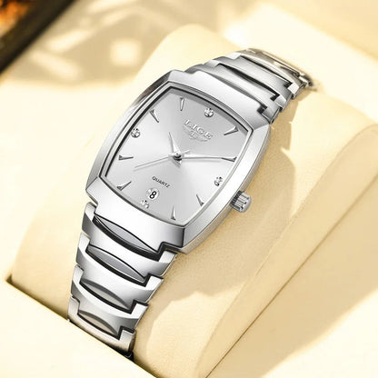 Women's Stainless Steel Rectangular Quartz Dress Watch BandsCo Straps