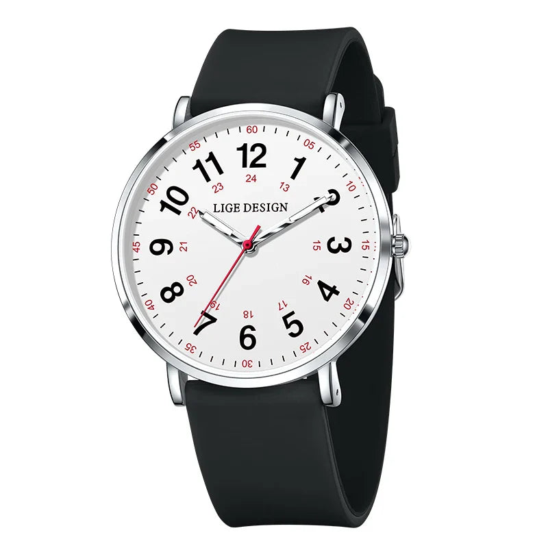 Women's Pink Silicone Watch Large Dial Rose Gold Minimal BandsCo Straps