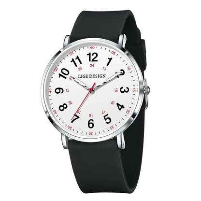 Women's Pink Silicone Watch Large Dial Rose Gold Minimal BandsCo Straps
