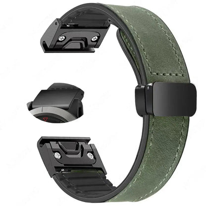 Garmin Soft Leather Band - Magnetic Buckle QuickFit Design BandsCo Straps