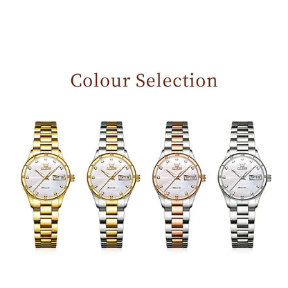 Women's Automatic Two Tone Stainless Steel Watch Pearl BandsCo Straps