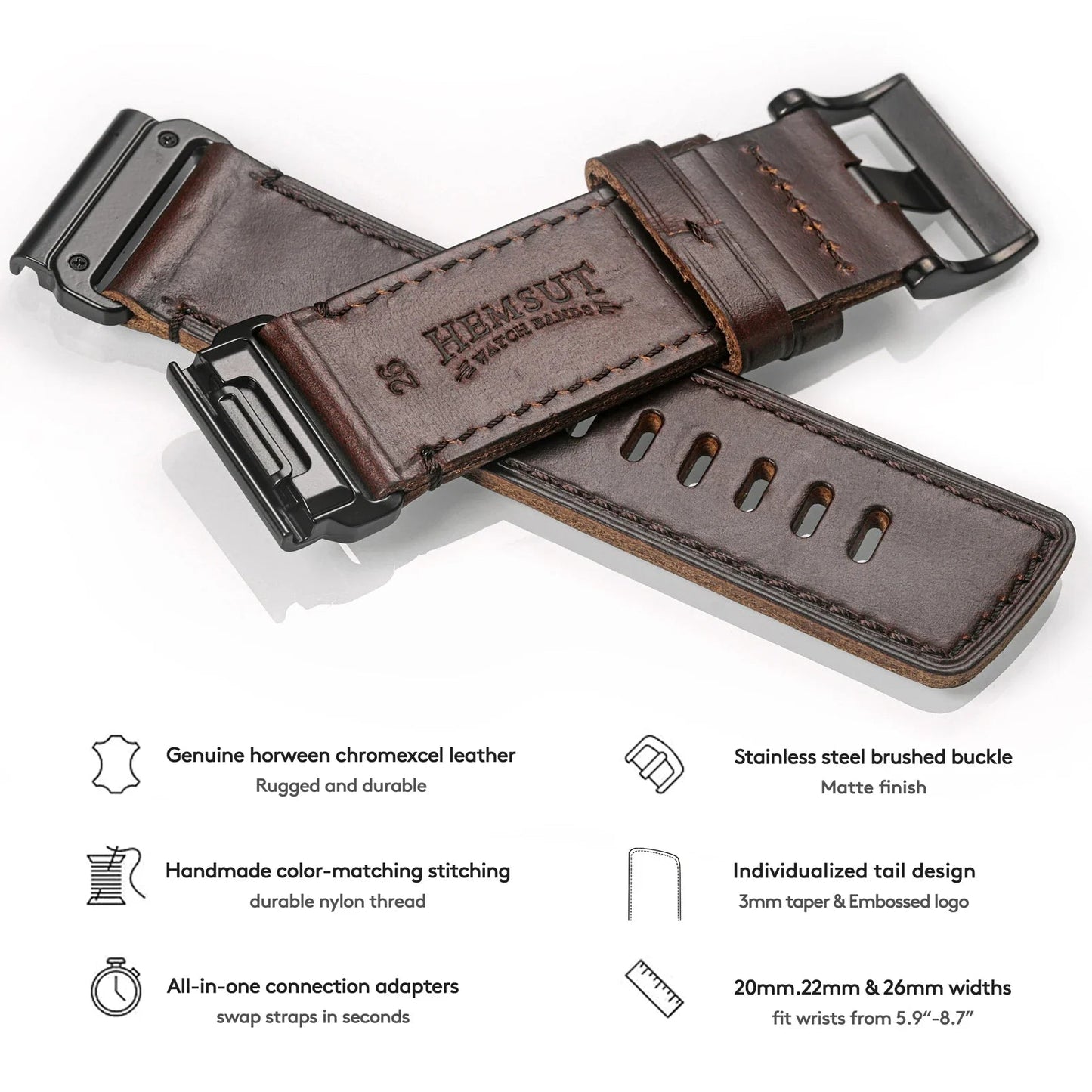 Garmin Soft Leather Band - Premium Strap BandsCo Straps