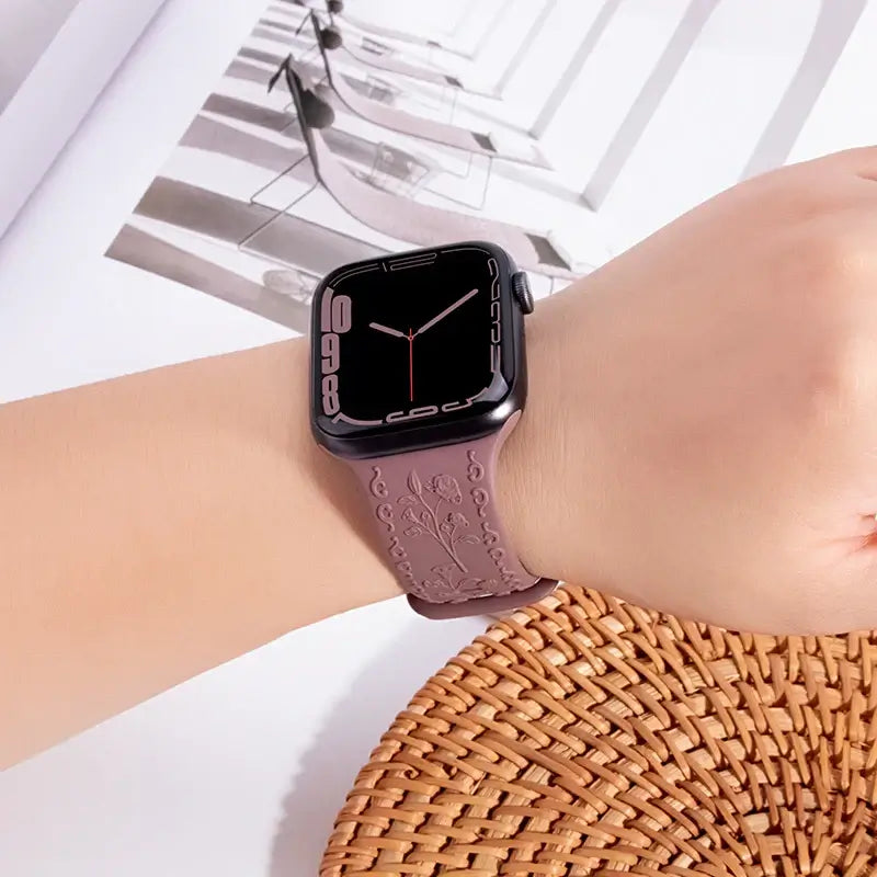 Apple Watch Silicone Band - Floral Engraved - Stylish Design BandsCo Straps