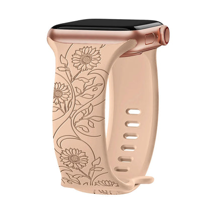 Apple Watch Silicone Strap - Floral Engraved, Soft and Waterproof BandsCo Straps
