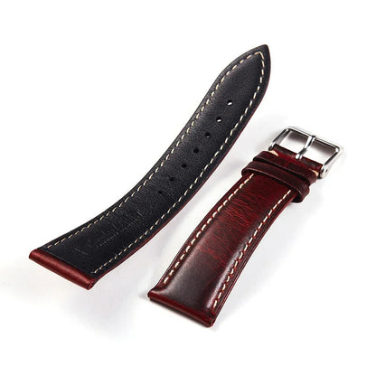 Polar Leather Watch Strap Vintage Oil Wax Cowhide With Pin Buckle, Unisex BandsCo Straps