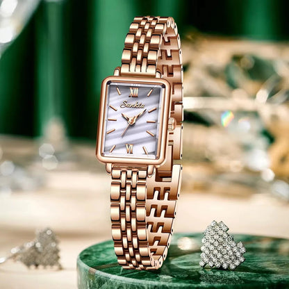 Women's Rose Gold Rectangular Stainless Steel Watch BandsCo Straps