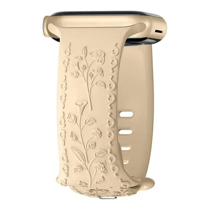 Apple Watch Silicone Band - Floral Engraved - Stylish Design BandsCo Straps