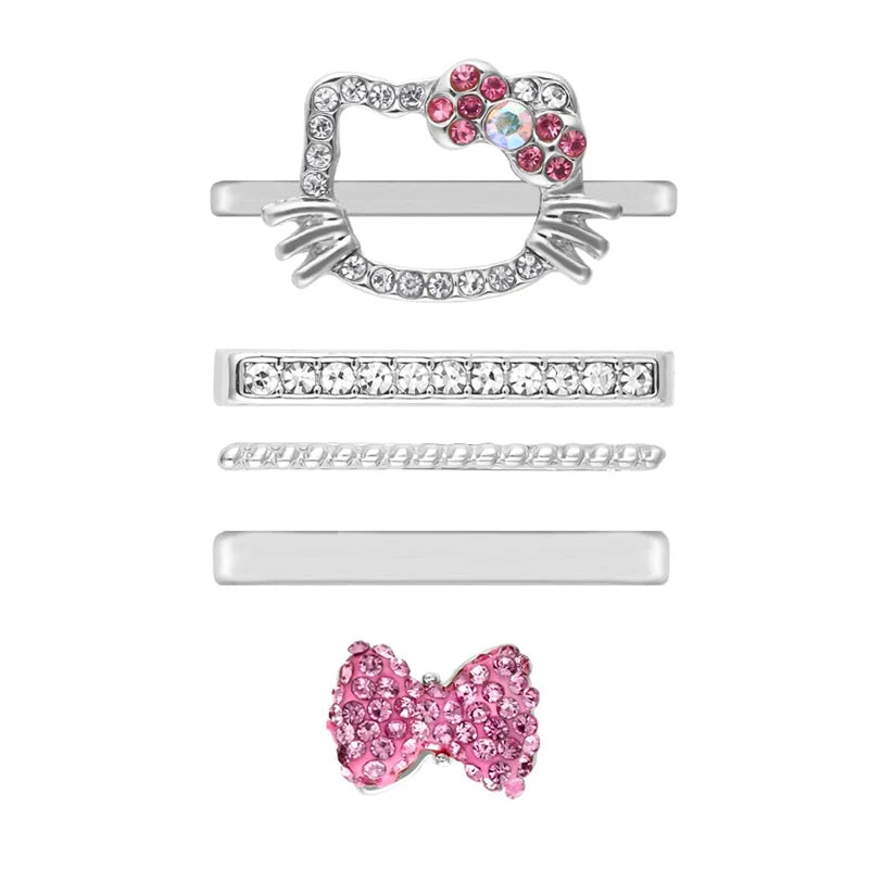 Sparkling Crystal Kitty & Bow Decorative Charms for Apple Watch Band Wristwatchstraps.co