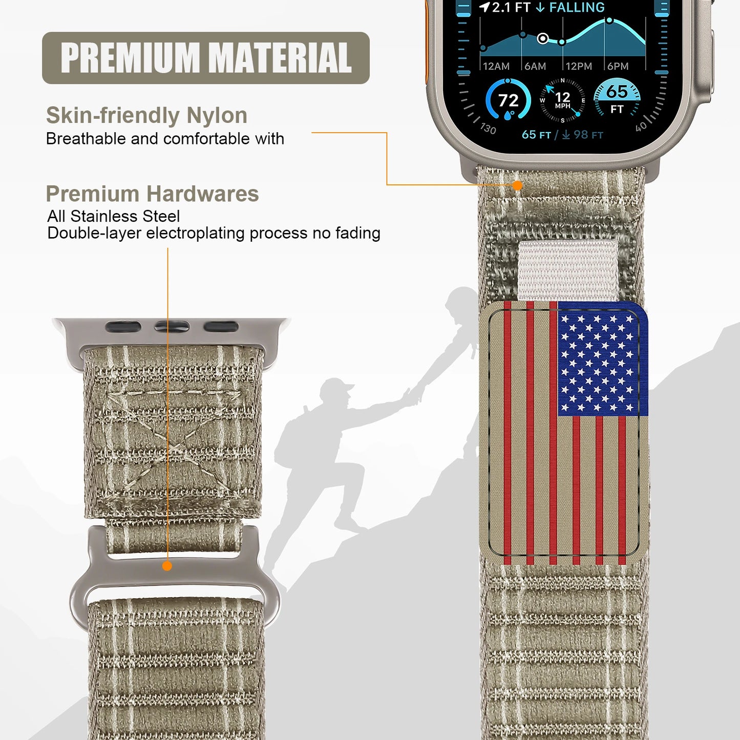 USA Flag Trail Loop Nylon Straps for Apple Watch - Ultimate Comfort