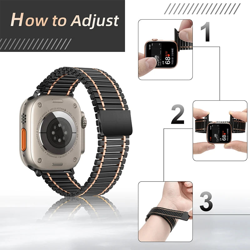 Magnetic Stainless Steel Link Loop Strap For Apple Watch - Wristwatchstraps.co