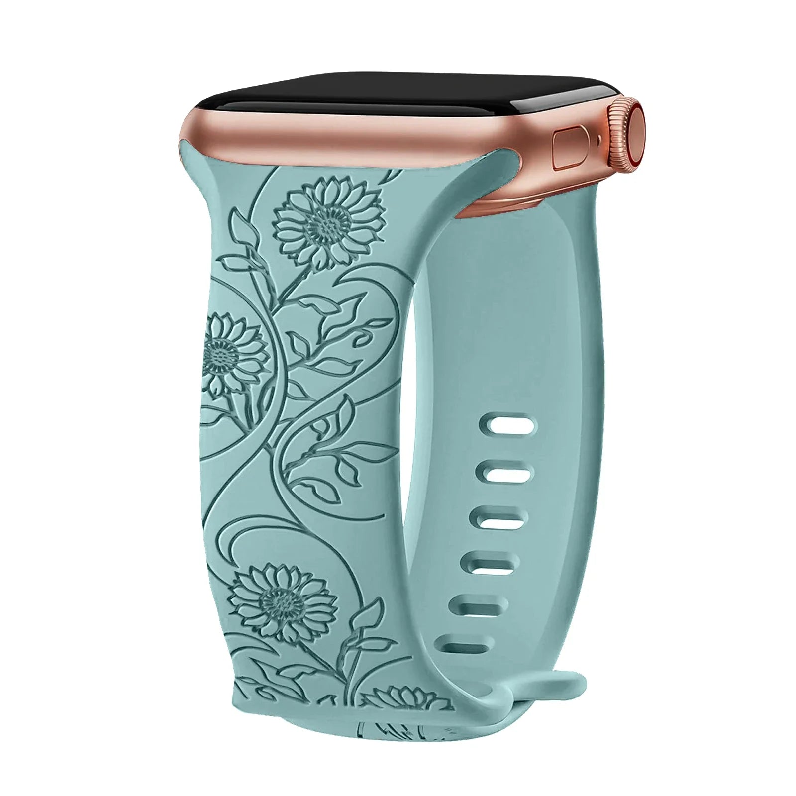 Apple Watch Silicone Strap - Floral Engraved, Soft and Waterproof BandsCo Straps