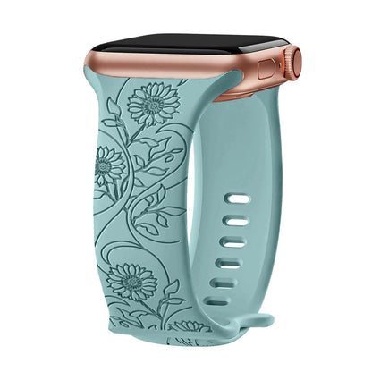 Apple Watch Silicone Strap - Floral Engraved, Soft and Waterproof BandsCo Straps