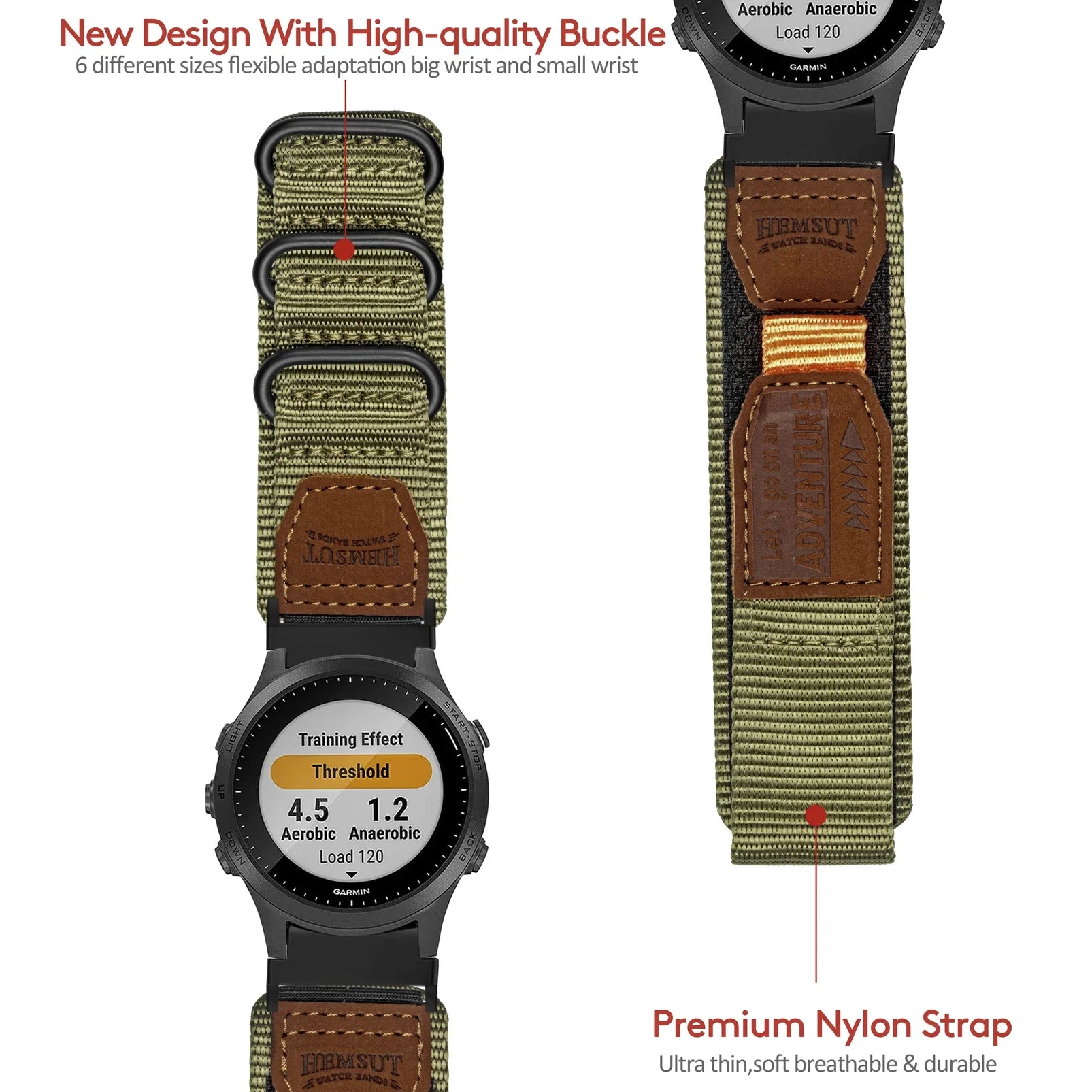 Garmin Rugged Nylon Watch Band Strap - Durable Design BandsCo Straps