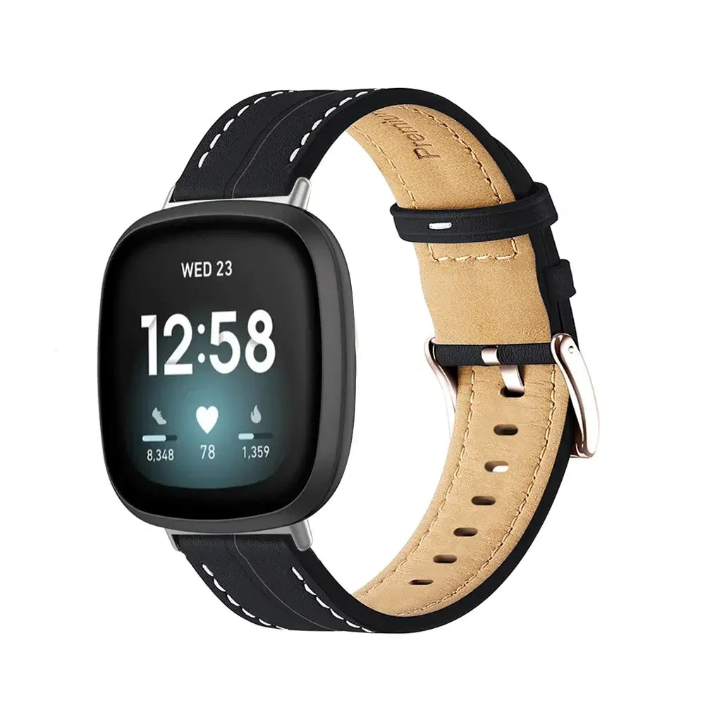 Fitbit Versa & Sense Leather Band - Premium Comfort BandsCo Straps
