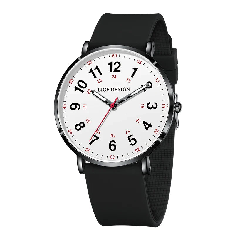 Women's Pink Silicone Watch Large Dial Rose Gold Minimal BandsCo Straps
