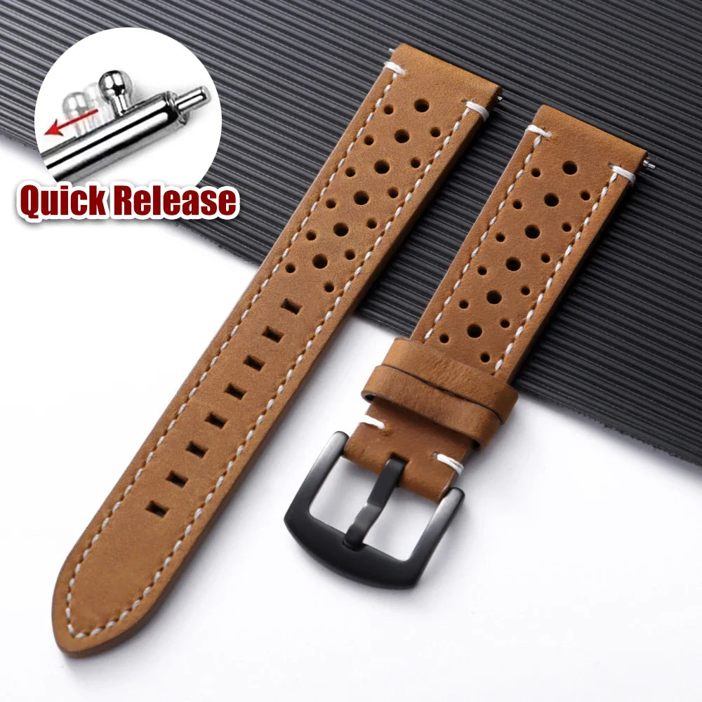 Amazfit Bands Leather Quick Release Watch Band Vintage Brown Cowhide Strap BandsCo Straps