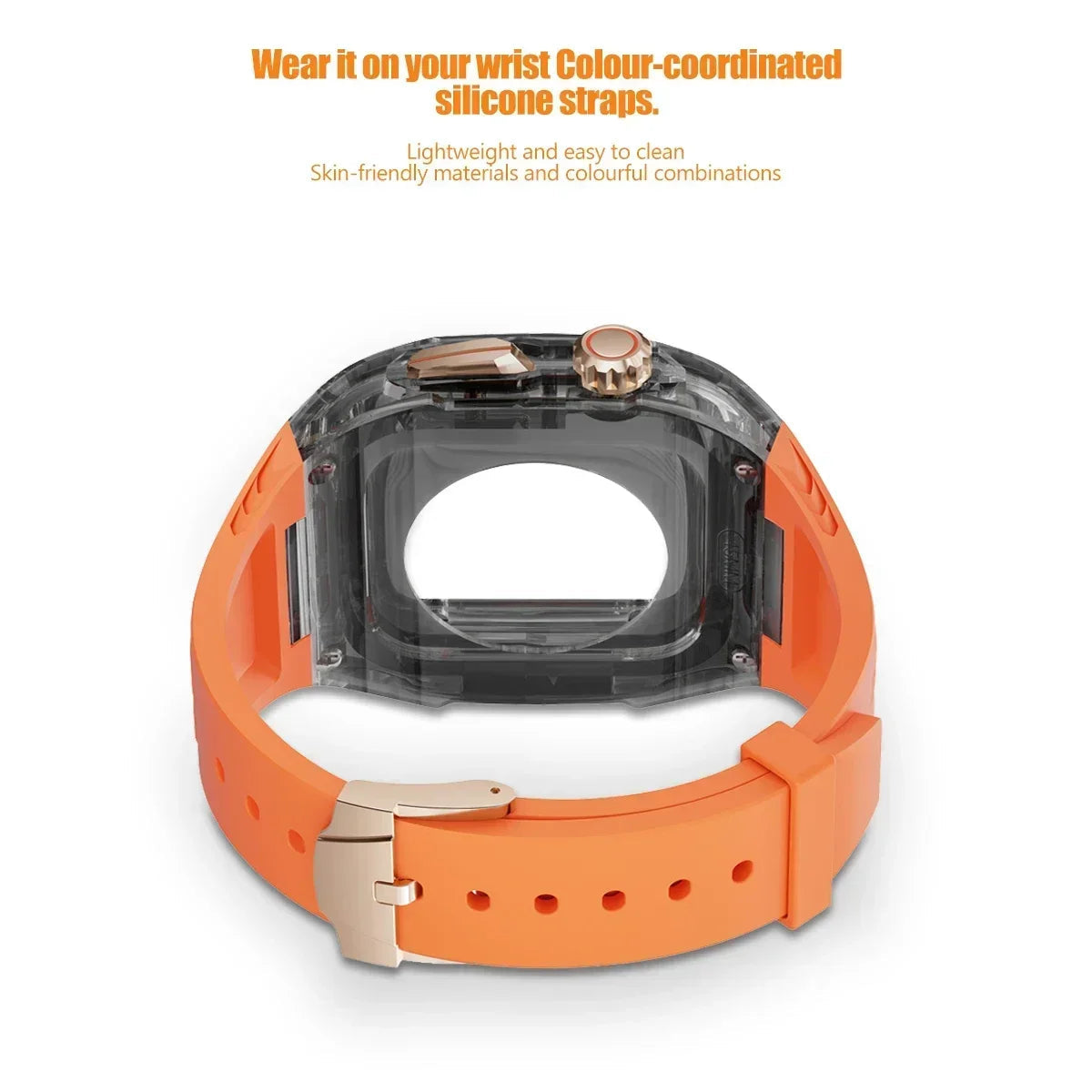 Transparent Armor Mod Kit for Apple Watch Ultra - Rugged Clear Case & TPU Sport Band Wristwatchstraps.co