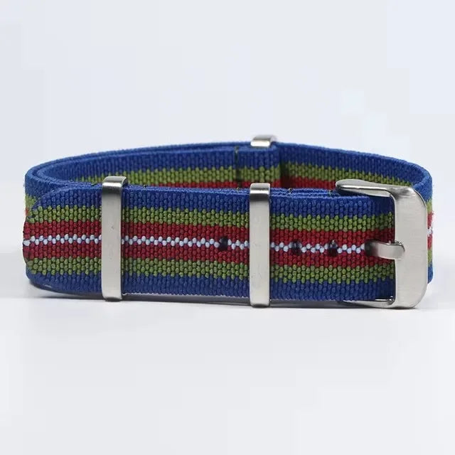 Polar Watch Band Nylon Elastic Strap Unisex Military Style Blue Red BandsCo Straps