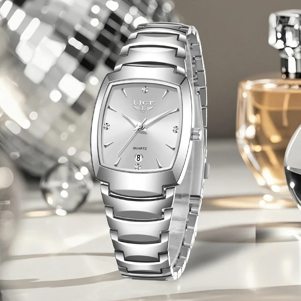 Women's Stainless Steel Rectangular Quartz Dress Watch BandsCo Straps