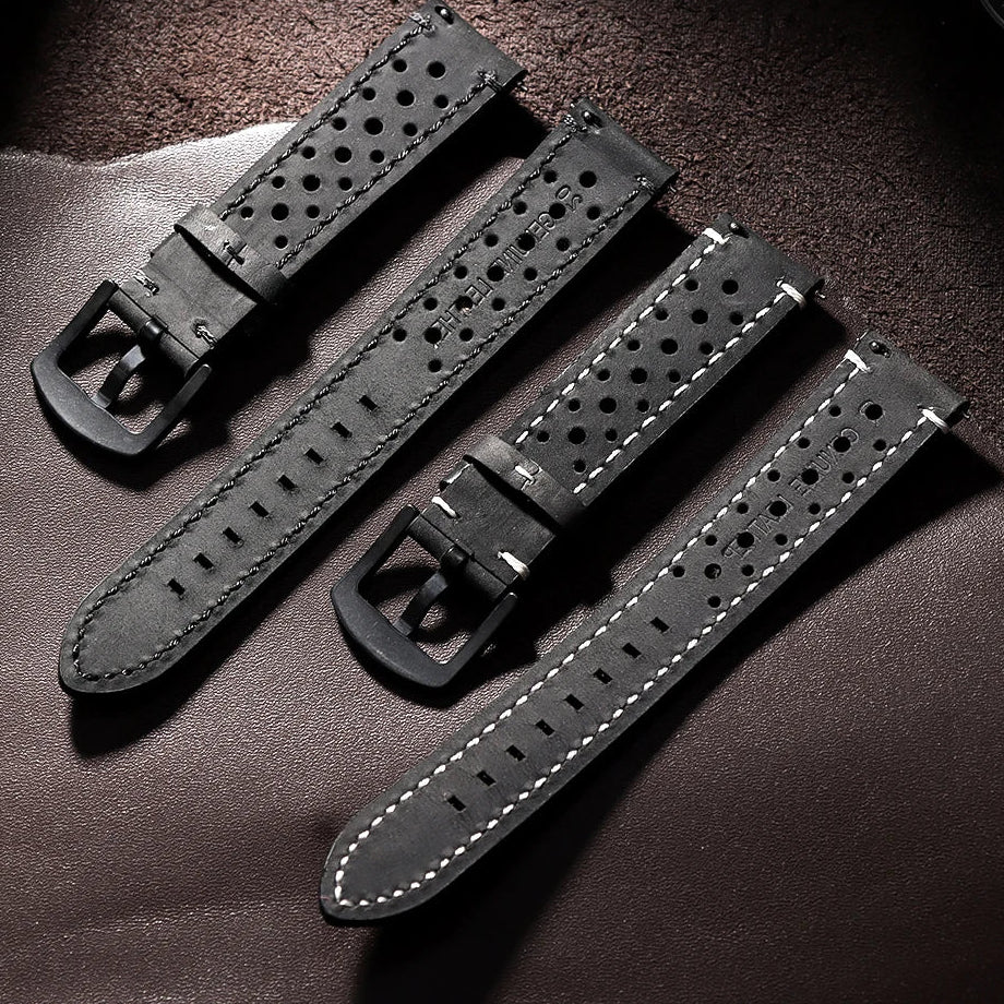Polar Watch Band Quick Release Leather Strap Handmade Breathable Porous Cowhide BandsCo Straps