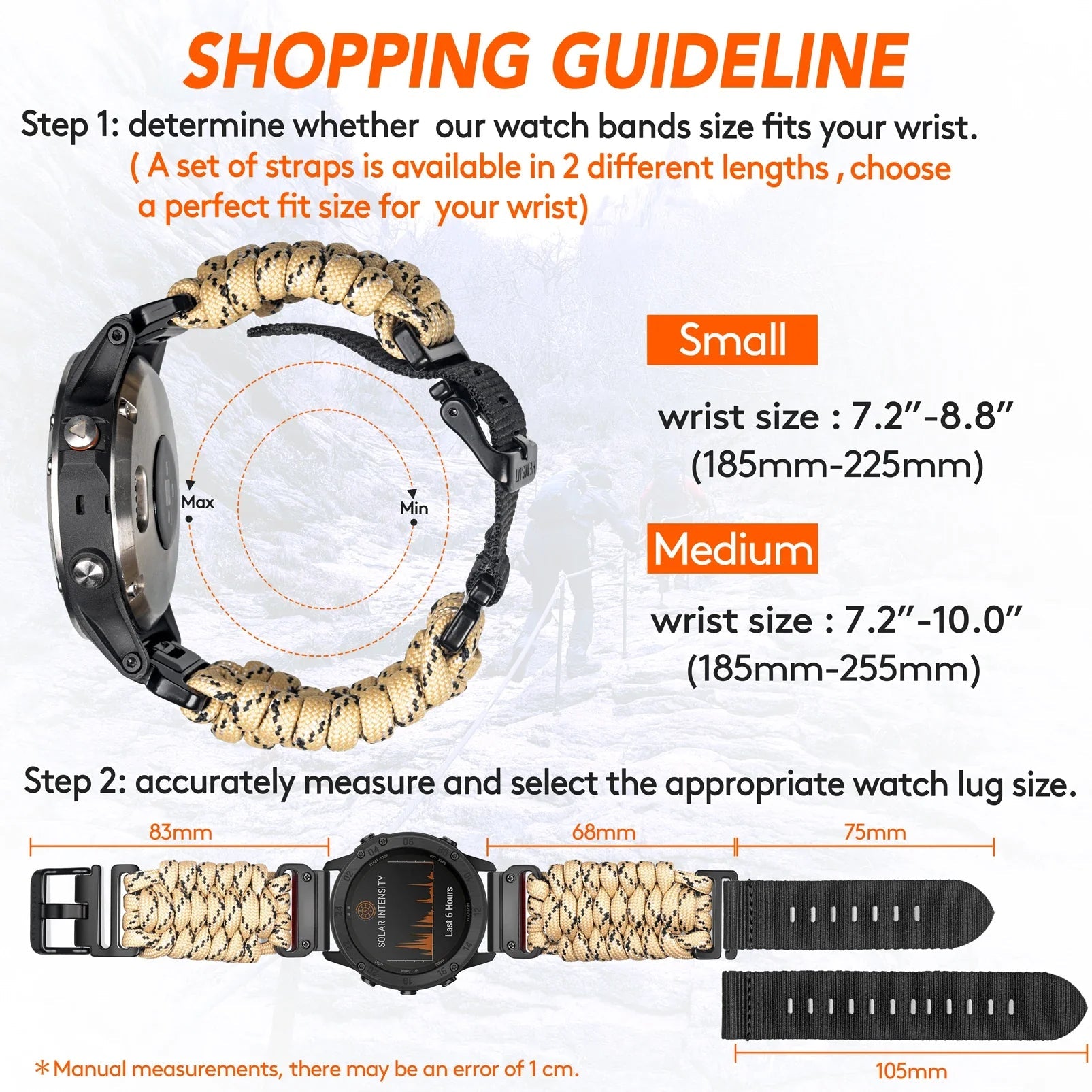 Garmin Paracord Watch Band Strap - Durable Sports Design BandsCo Straps