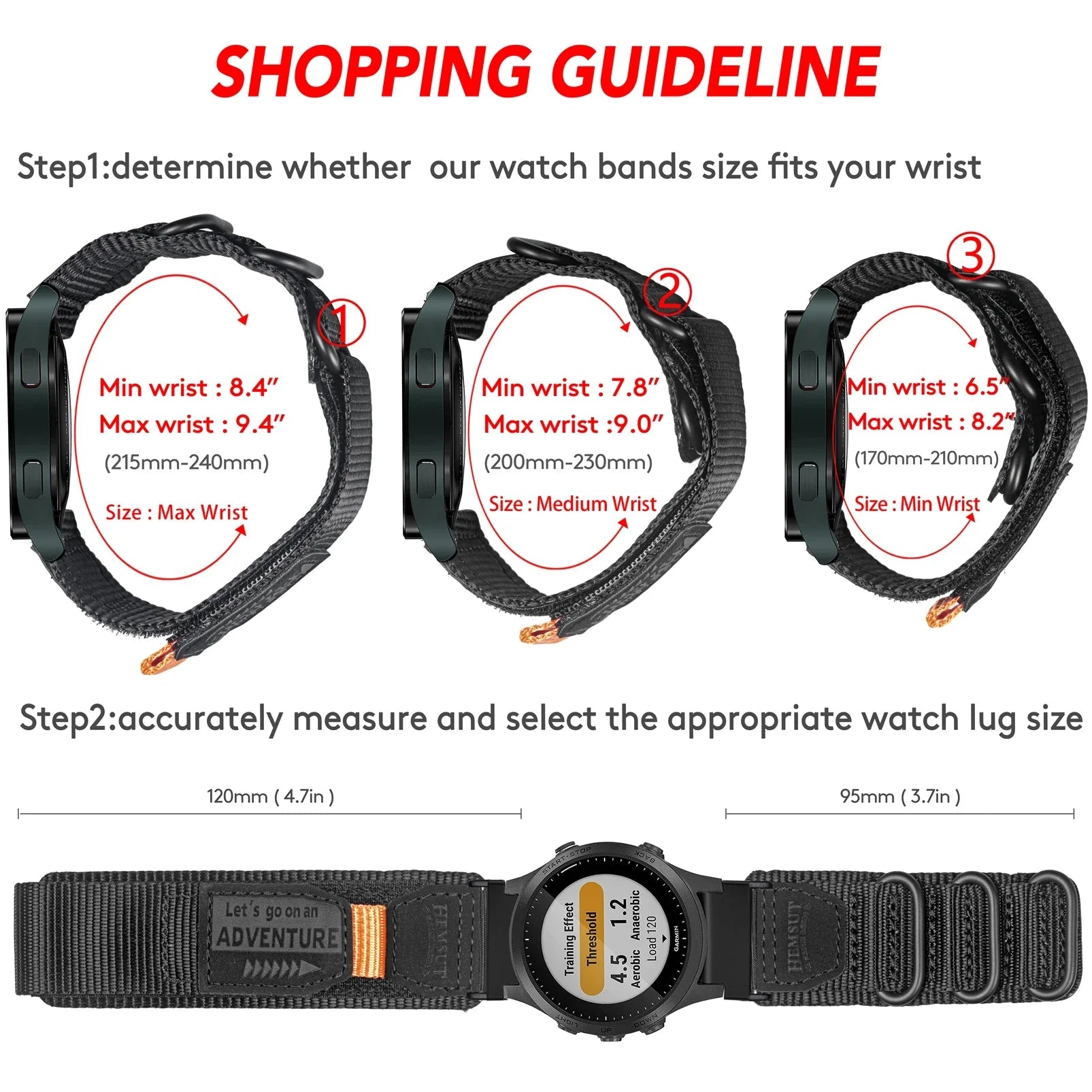 Garmin Rugged Nylon Watch Band Strap - Durable Design BandsCo Straps