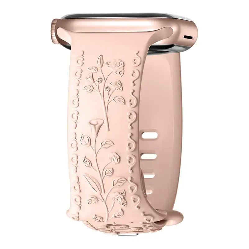 Apple Watch Silicone Band - Floral Engraved - Stylish Design BandsCo Straps