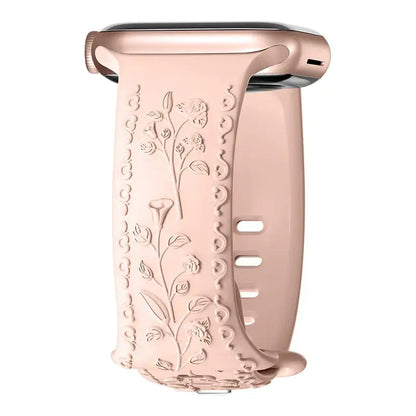 Apple Watch Silicone Band - Floral Engraved - Stylish Design BandsCo Straps