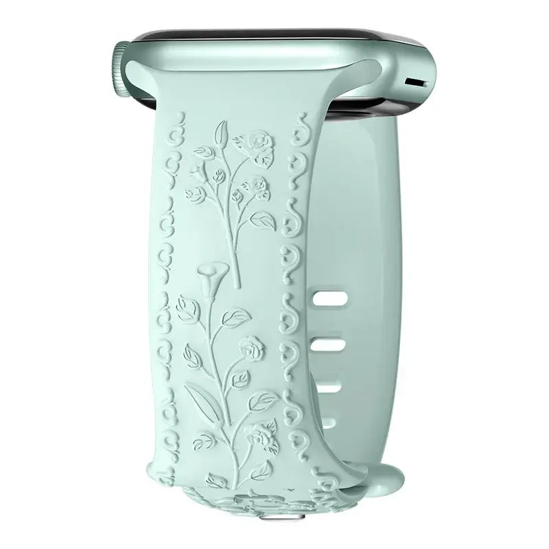 Apple Watch Silicone Band - Floral Engraved - Stylish Design BandsCo Straps