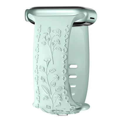 Apple Watch Silicone Band - Floral Engraved - Stylish Design BandsCo Straps
