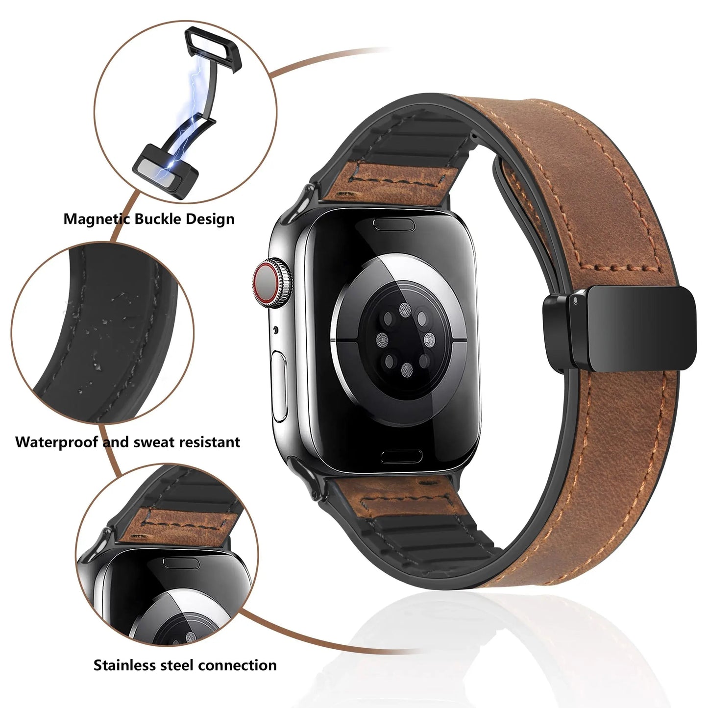 Apple Watch Genuine Leather Band - Stylish Magnetic Strap BandsCo Straps
